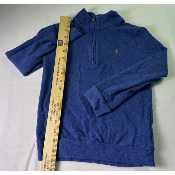Polo Ralph Lauren Kids Blue Cotton 1/4 Zip Pullover Sweatshirt Size 7 Flesh Pony - Picture 7 of 8